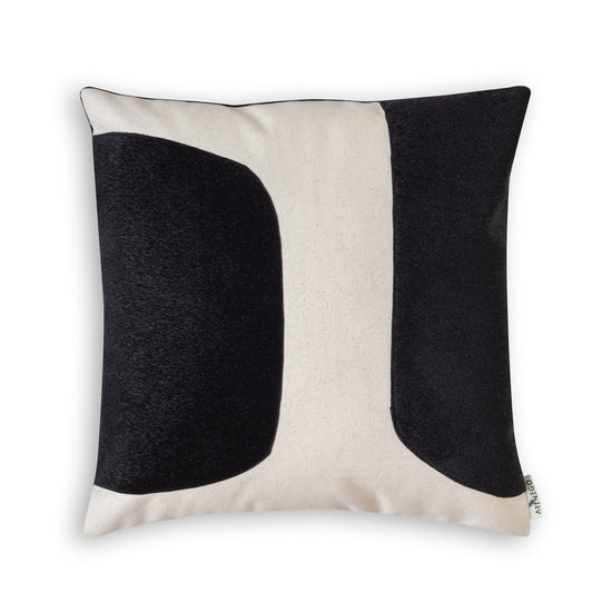 Minimalistic Throw pillow cover with minimalistc black and ecru design for couch