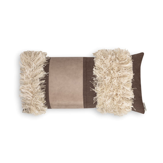 Brown Cotton Bohemian Pillow Cover with fringes