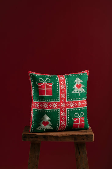 Handmade christmas pillow cover with print design, 43x 43cm christmas decor