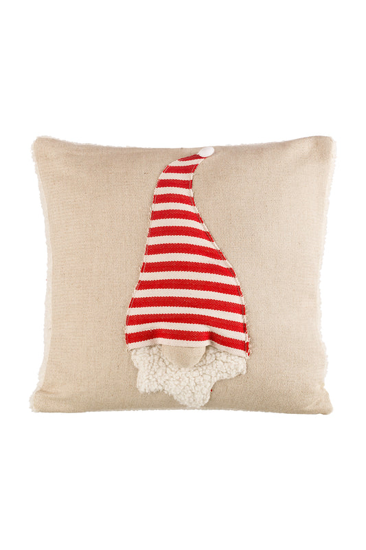 Beige Christmas Pillow cover with gnome design