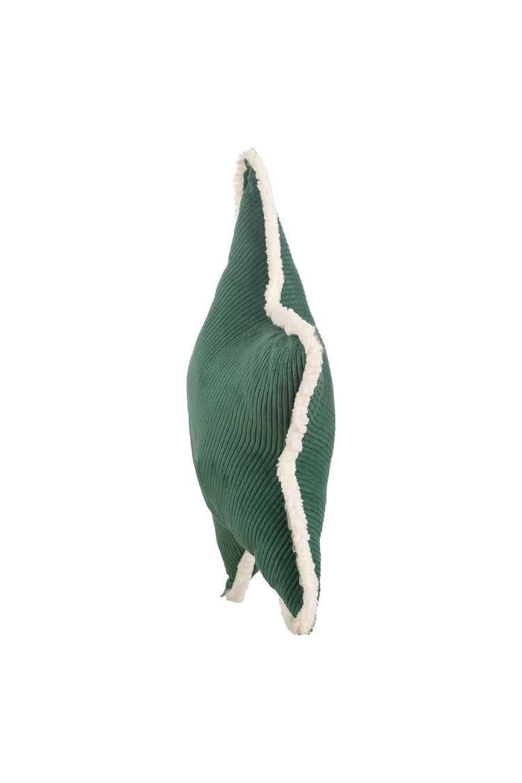 Star shaped pillow in color green made from curdory