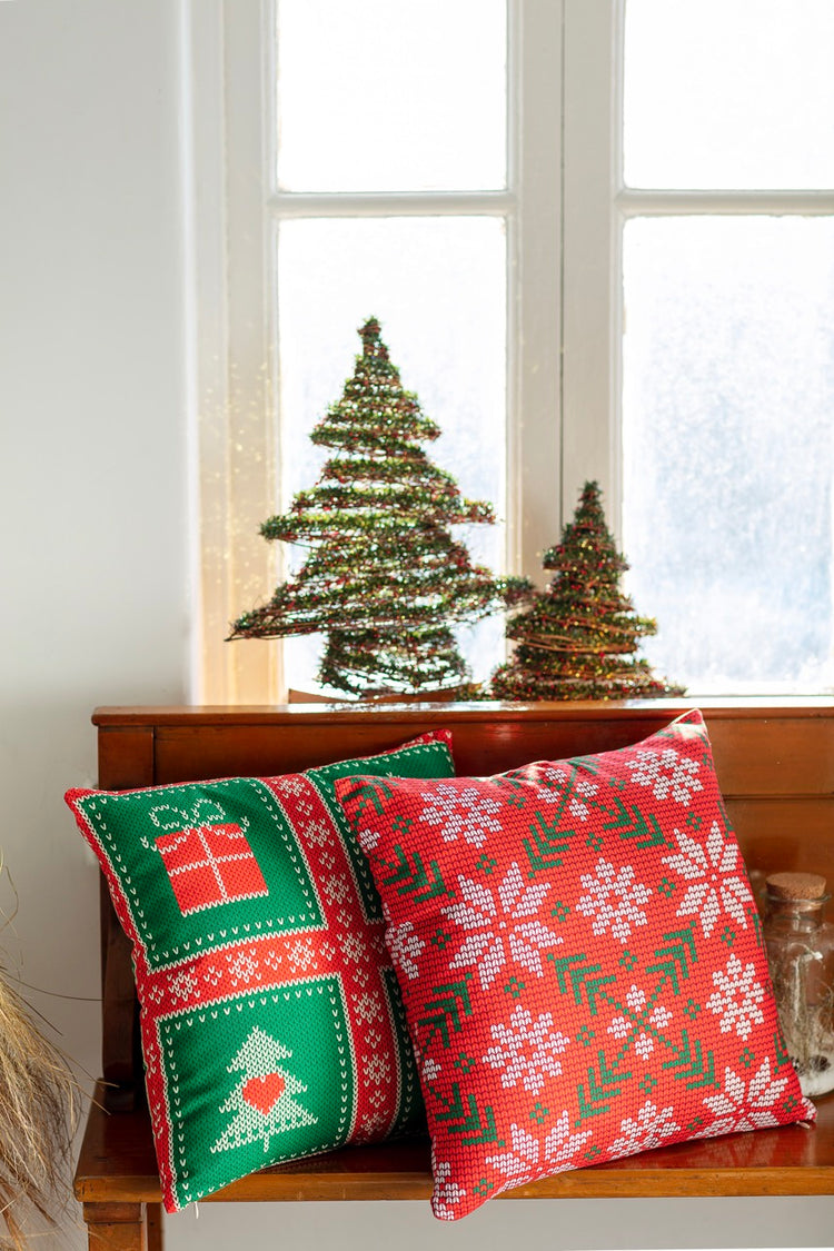 handmade christmas pillow covers, 43x43 cm, green and red pillow cover