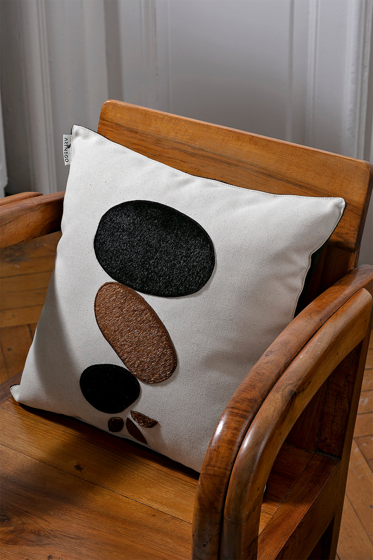 Handmade Minimalistic Arlo Decorative Pillow with 100% cotton and faux fur stitching, designed for modern and minimalist home decor.