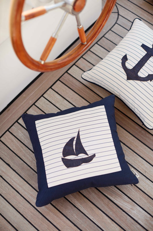 Triton sail and anchor pillow cover