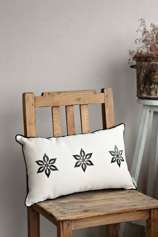 Rose & Star Block Print Pillow Cover