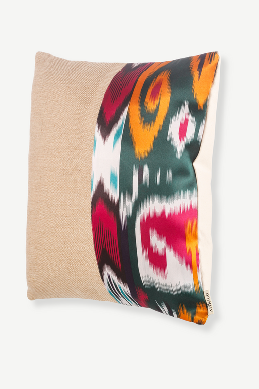 Decorative Cushion with Ikat pattern 