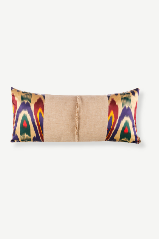 Rectangle Throw cushion made from cotton with Ikat patterns on the side