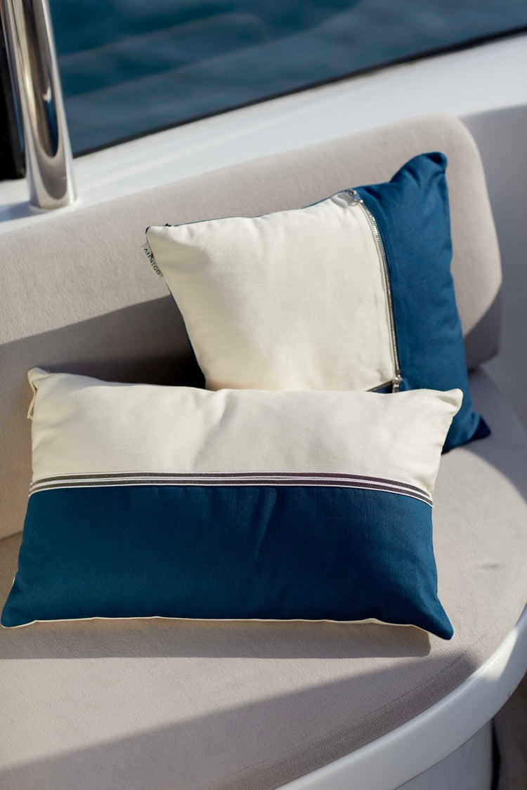 Glaukos blue and white marine pillow cover