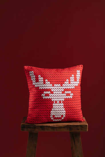 Red Pillow Cover for Christmas, Santas Reindeer home decor